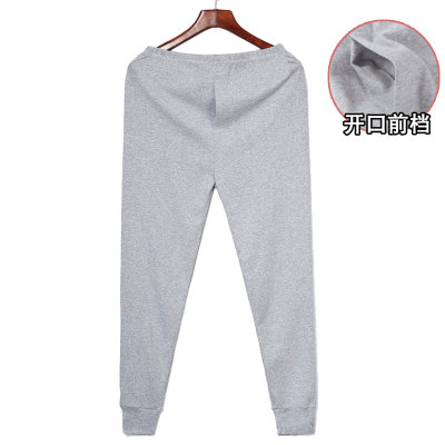 秋夏季男装薄款睡裤家居裤空调长裤纯棉前开口保暖束脚打底秋裤