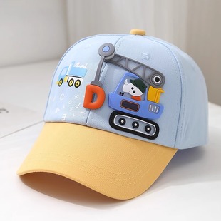 宝宝帽子挖土机棒球帽子秋冬防晒遮阳鸭舌帽男女儿童帽子卡通可爱