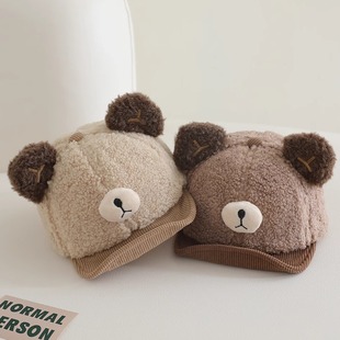 儿童鸭舌帽可爱小猫小熊保暖男童女童棒球帽秋冬户外防风宝宝帽子