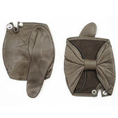 设计师款 T台走秀女士时髦露指皮手套WG