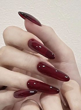 ElsaNail穿戴甲红色指甲片欧美风cos拍照舞蹈成品延长穿戴美甲贴