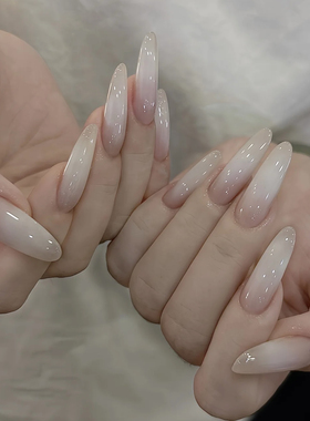 ElsaNail简单款穿戴甲白色腮白美甲纯手工新款美甲片百搭纯欲显白