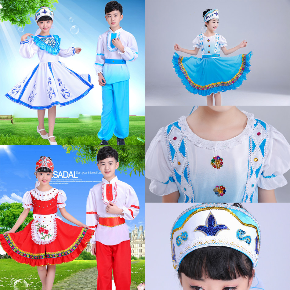 儿童俄罗斯民族舞蹈服装外国服装欧洲宫廷服公主女仆装演出表演服