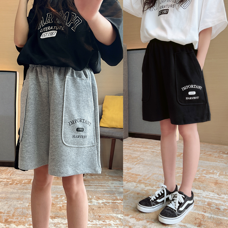 女童纯棉短裤2023夏季新款中大童休闲五分裤宽松薄款洋气运动裤子