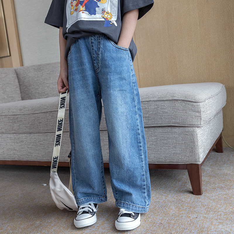 大女童牛仔裤阔腿裤韩版2023秋装女大童裤子洋气宽松直筒裤长裤潮
