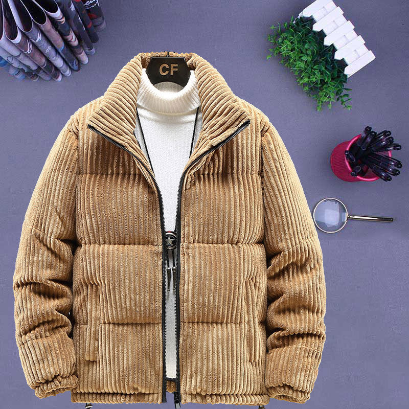 棉衣男士秋冬季羽绒棉灯芯绒外套