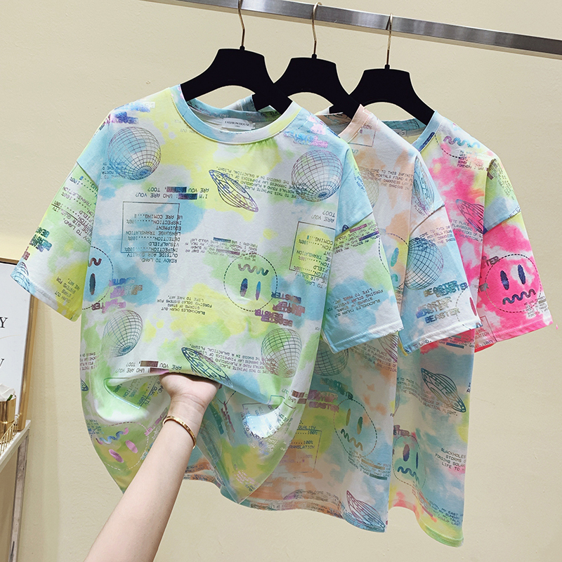 Fashion House photo tie dyed short sleeve T-shirt women 2021
