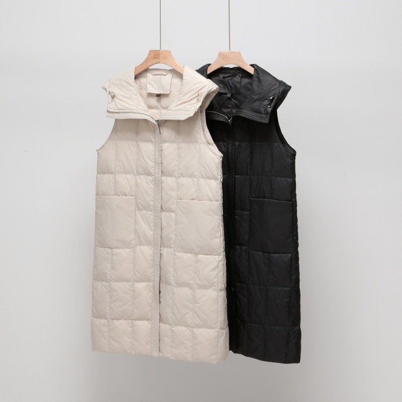 2025新款羽绒服女马甲中长款连帽马夹宽松外穿秋冬季休闲轻薄百搭