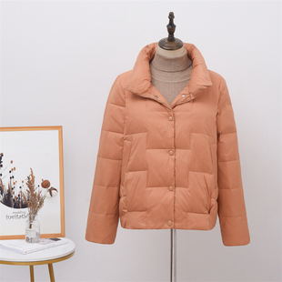 冬季白鸭绒大码轻薄羽绒服女短款宽松轻便小个子时尚外套妈妈立领