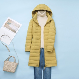 2025年新款轻薄羽绒服女中长款秋冬季外套高端轻便显瘦白鸭绒超薄