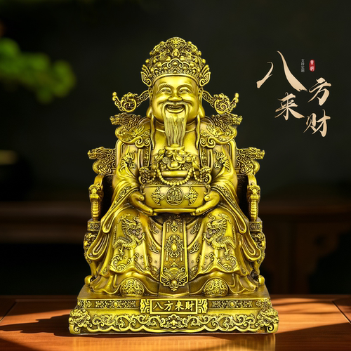 黄铜财神爷神像摆件纳福进宝装饰