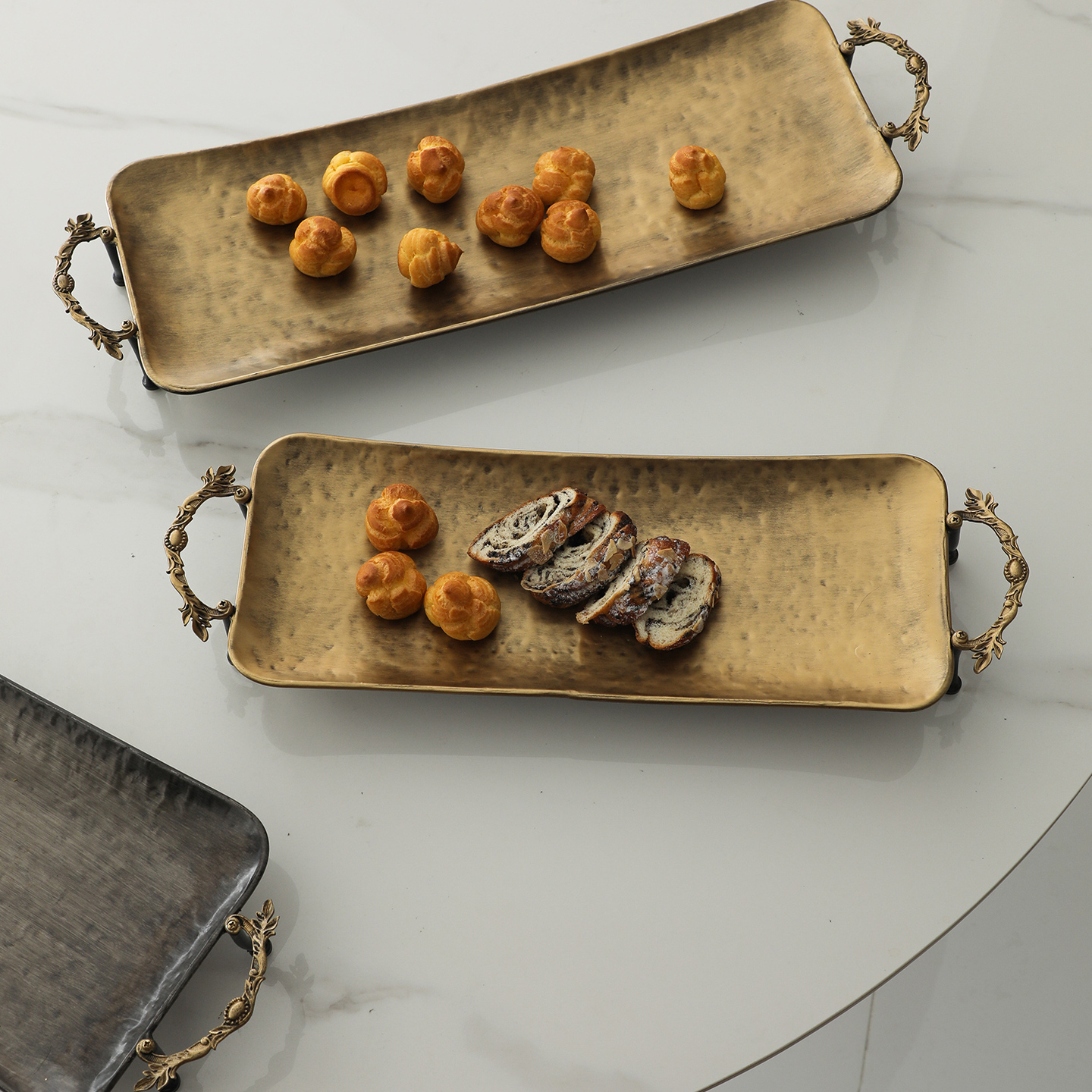 Loft铁艺长条工业风格套二果盘