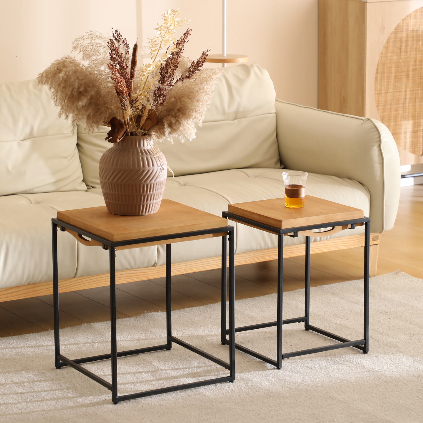 诧寂风茶几小桌子复古沙发边柜侧边柜床头小边几实木方桌阳台花几