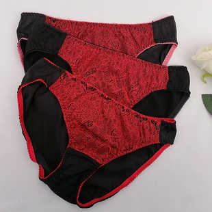 舒适丝滑透气棉裆内裤 蕾丝花边镂空女士中腰三角底裤 外贸韩版 新款
