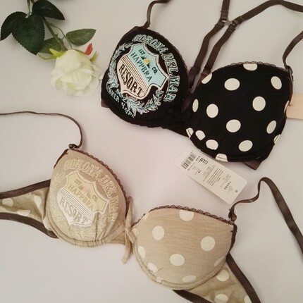 桑扶兰旗下品牌 happbra上薄下厚可加垫片内衣圆点字母乳罩女文胸