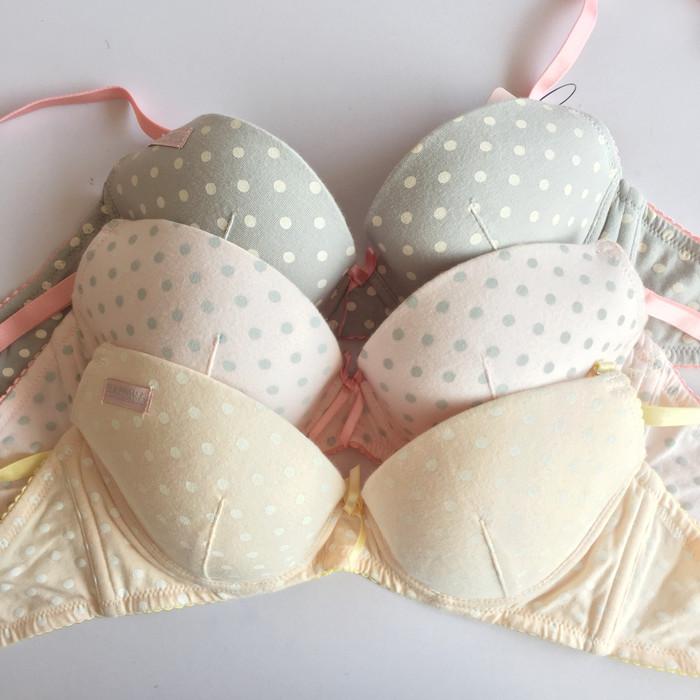 无标处理桑扶兰旗下品牌happbra纯棉薄款2排扣可爱内衣文胸女乳罩