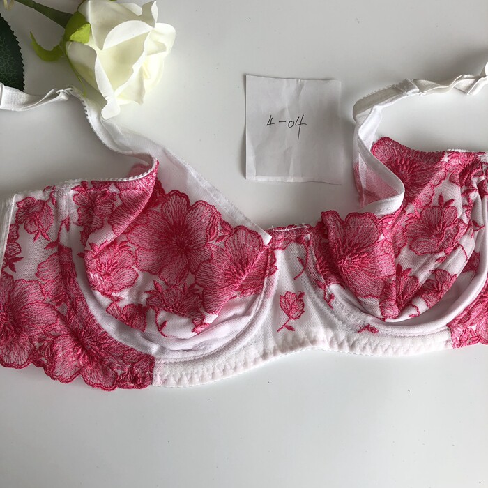 超薄款镂空半透明大胸显小u型美背内衣乳罩女生2排扣文胸库存处理