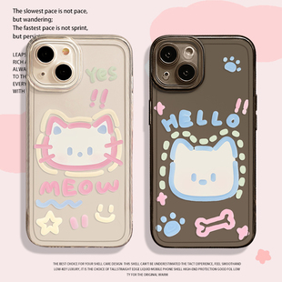 线条猫狗手机壳适用华为mate60pro情侣pura70荣耀100男女nova12新款90透明p50卡通80可爱11小众40软30/10/9/8