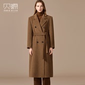 高端100骆驼绒大衣女中长款 贝源2025冬装 新款 双排扣加厚毛呢外套