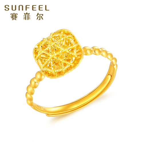 赛菲尔小方糖戒指足金5G黄金