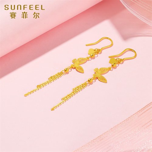 赛菲尔黄金耳饰足金999.9耳坠女