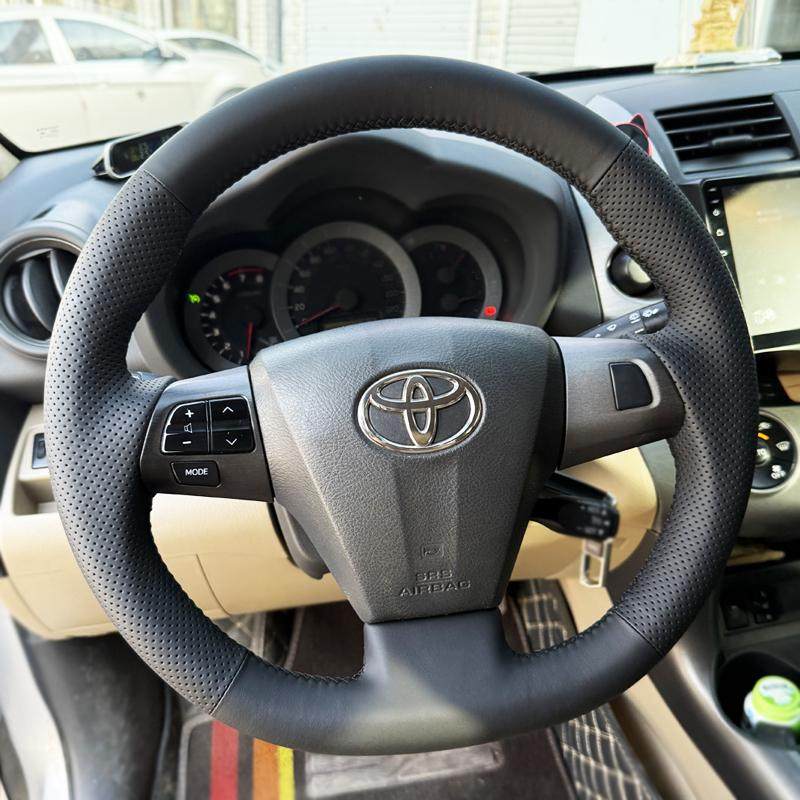适用于丰田新老款RAV4荣放13卡罗拉专车专用手缝真皮方向盘套全包