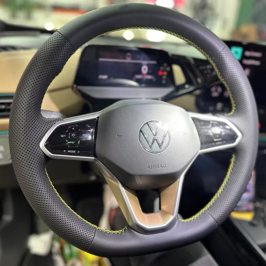 大众id4id3id6迈腾凌度速腾Polo帕萨特朗逸纳帕真皮手缝方向盘套