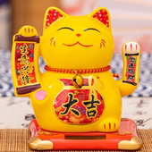 大号太阳能招财猫摆件自动招手摆件车载居家客厅店铺开业家居礼品