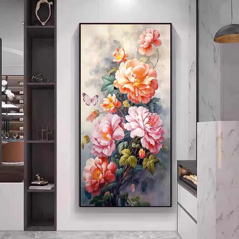 5d钻石画满钻新款牡丹花贴十字绣钻石绣2024客厅玄关走廊花开富贵