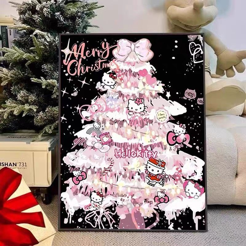 2025新款钻石画圣诞树满钻客厅玄关手工点贴钻十字绣装饰画带框,居家布艺,钻石绣,淘宝优惠券,粉丝福利购,淘宝优惠卷