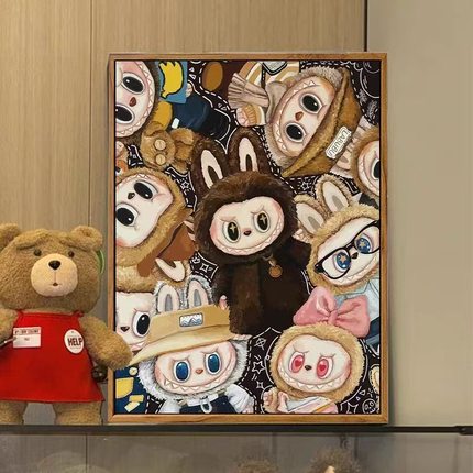 拉布布钻石画2025新款满钻客厅卧室手工diy贴钻十字绣装饰画带框