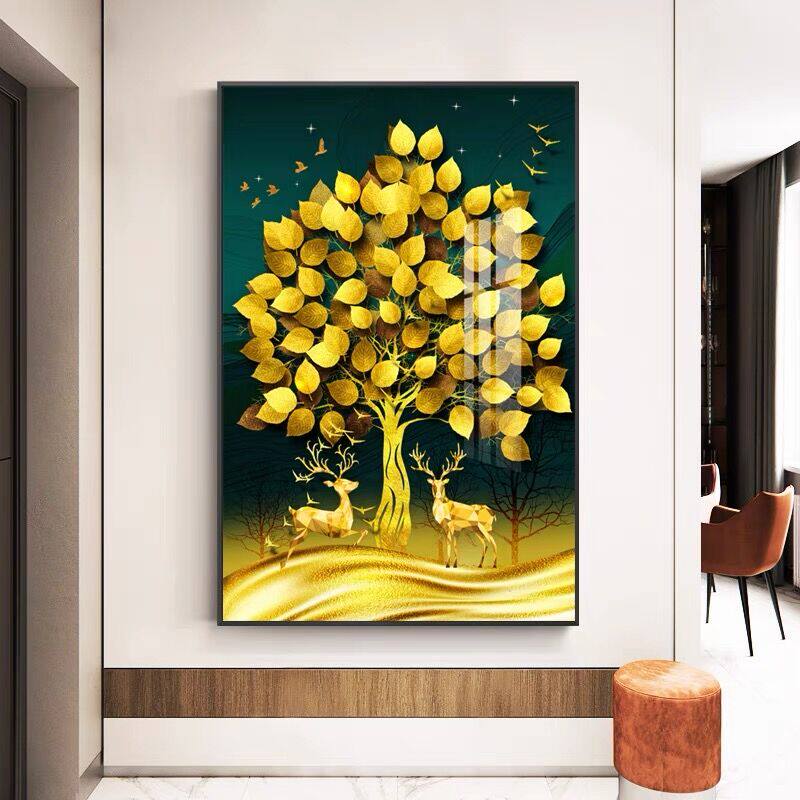 2023新款5d发财树招财贴钻十字绣满钻钻石画客厅玄关简约现代走廊