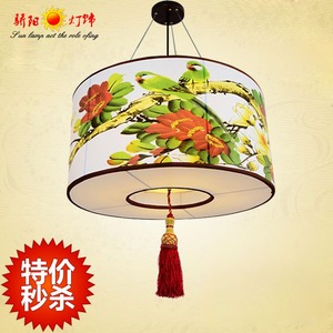 中式吊灯客厅餐厅卧室手绘创意复古羊皮吊灯酒楼茶楼别墅工程灯