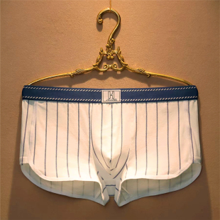 条纹内裤 短裤 纯棉运动休闲款 四角裤 3条独立装 不勒腿平角内裤 男士