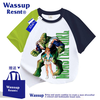 WASSUP无敌少侠衣服短袖T恤2026新款儿童夏季上衣半袖衫夏季半袖