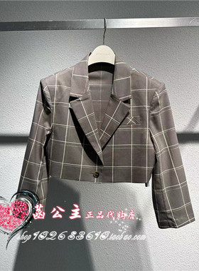 A1BAD2359太平鸟女装2023夏装新款斯文格纹短西装 A1BAD2359B7