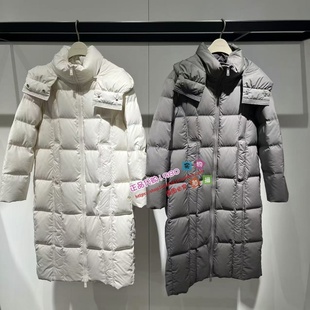 泡芙羽绒服A1ACE4325M3 2024冬脱卸帽方格三线长款 A1ACE4325 女装