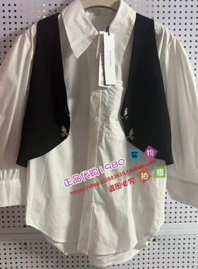 A2CAC2104 女装2022夏专柜正品蝴蝶扣两件式衬衫A2CAC210481-799