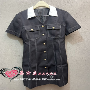 撞色明线连衣裙A1FAE235089 2024夏专柜正品 A1FAE2350 女装