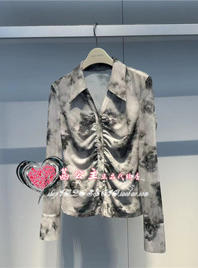 A1CAE2397太平鸟女装2024夏专柜正品合作系列修身衬衫A1CAE239704