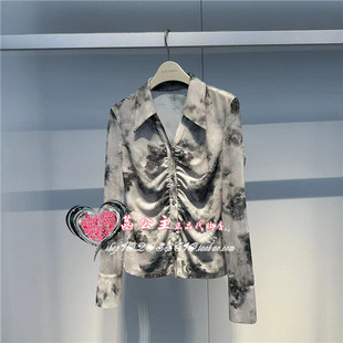 A1CAE2397太平鸟女装2024夏专柜正品合作系列修身衬衫A1CAE239704