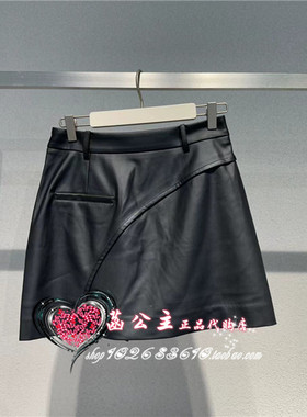 ASGED3501太平鸟女装 2023秋装新款SPCN.PU短裙 ASGED350189