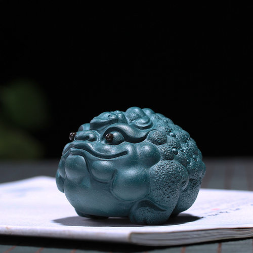 宜兴原矿紫砂绿泥茶宠摆件招财
