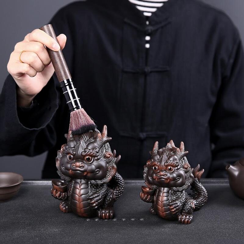 生肖龙年礼品紫陶神龙招财茶宠摆