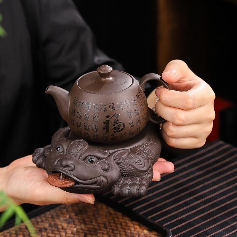 紫砂壶承干泡台茶宠貔貅金蟾功夫