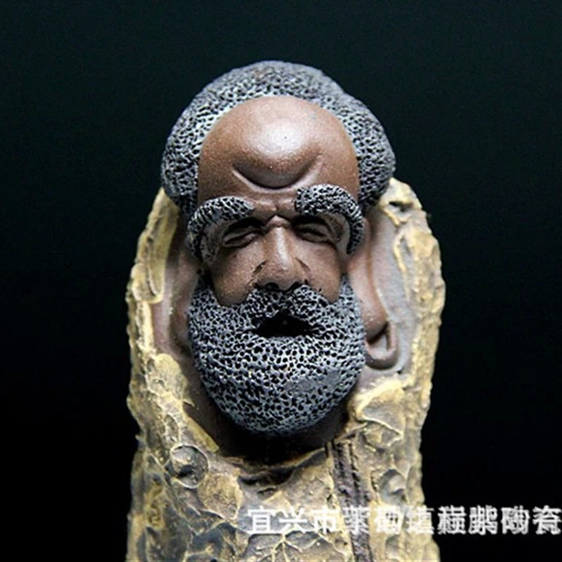 批发树皮紫砂茶宠达摩人物摆件厂