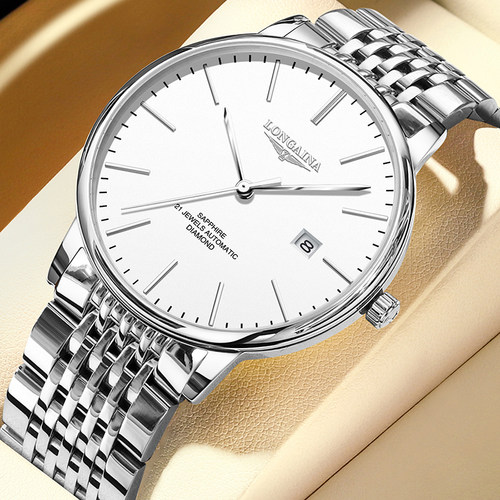 新款瑞士名牌冲浪琴师手表男士机械表超薄简约钢带商务防水专用表