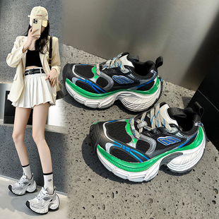 炸街巴黎老爹鞋女2025春夏网红松糕厚底运动鞋10XL增高拼色超火女