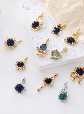 轻奢小众温感石吊坠女气质复古高级新款时尚个性变色项链翡翠