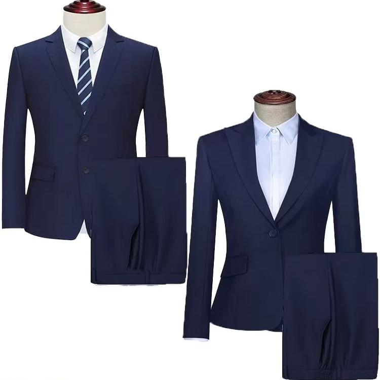 沃尔沃工服藏蓝色修身西服套装